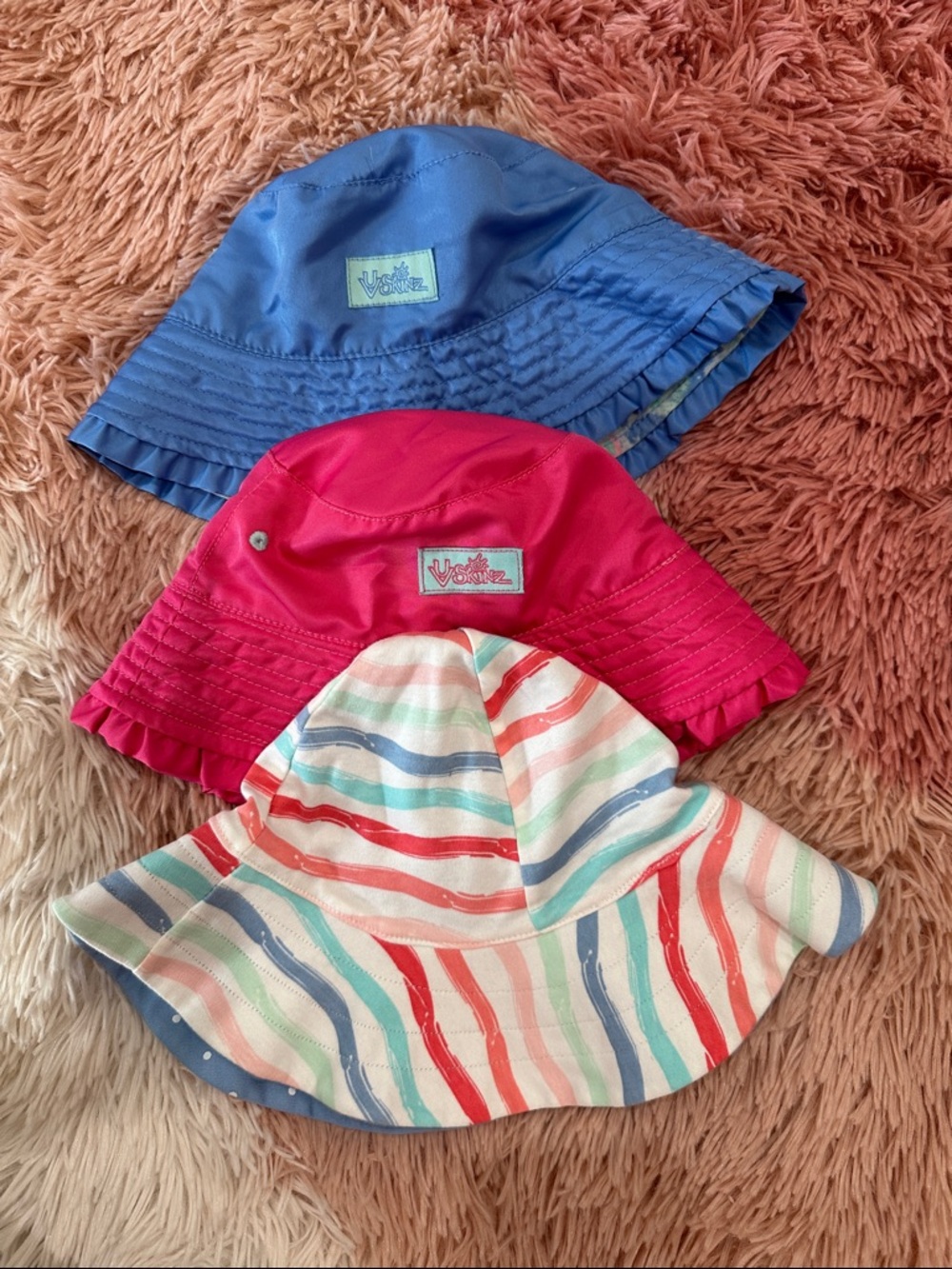 Kids Bucket Hat - Blue, Pink, Striped